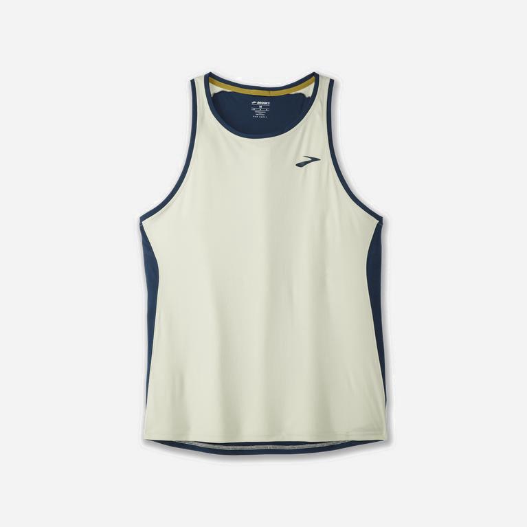 Brooks Atmosphere NZ - Men's Running Tank Top - Honeydew/Indigo Rush/Beige (08359-YCIA)